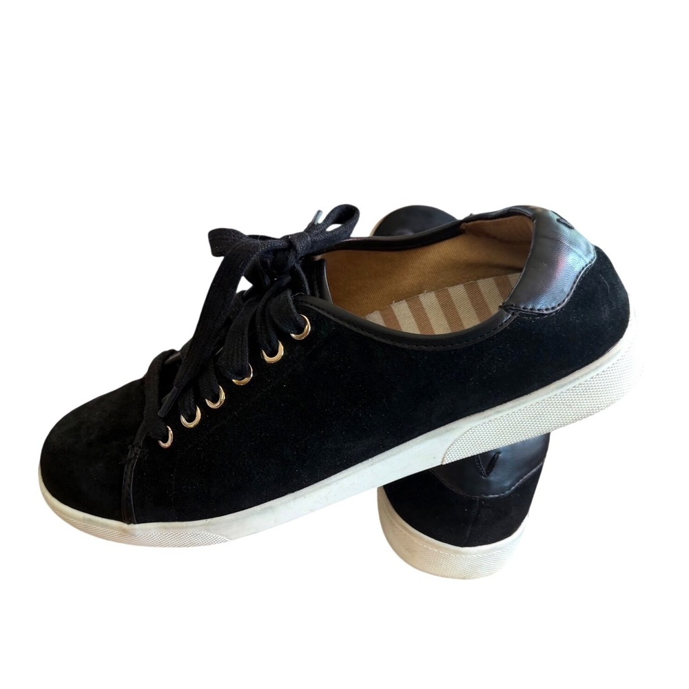 Vionic‎ Brinley VS339 Womens Black Suede Lace Up Sneakers Size 8 Gold Eyelets